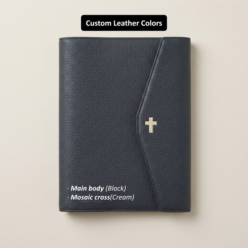 Magnetic Flap Leather Bible Cover - German Togo Leather