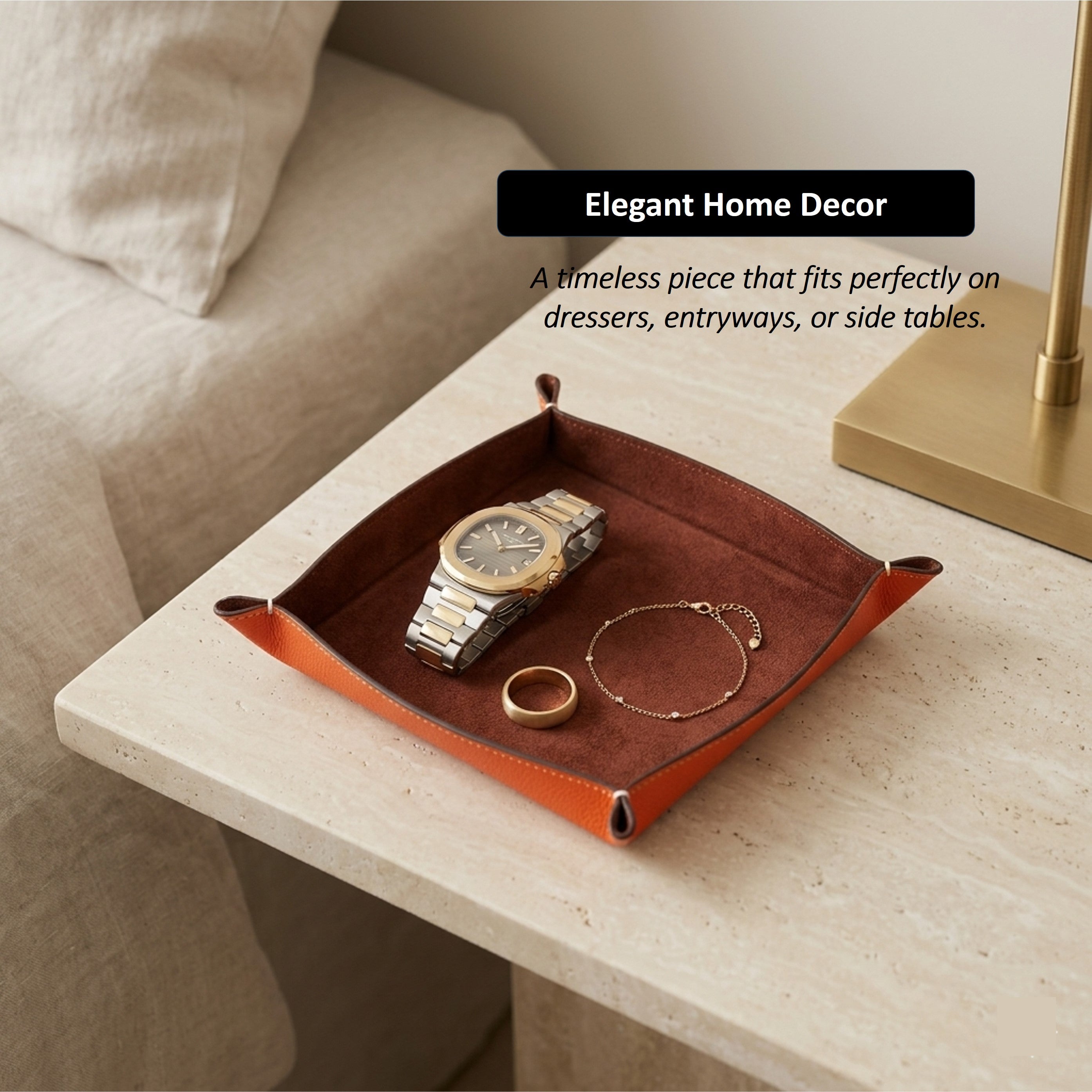 Handmade Leather Valet Tray | Perlinger Noblessa & Zabri Suede