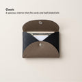 Macaron Classic card wallet holding cards and half-folded bills