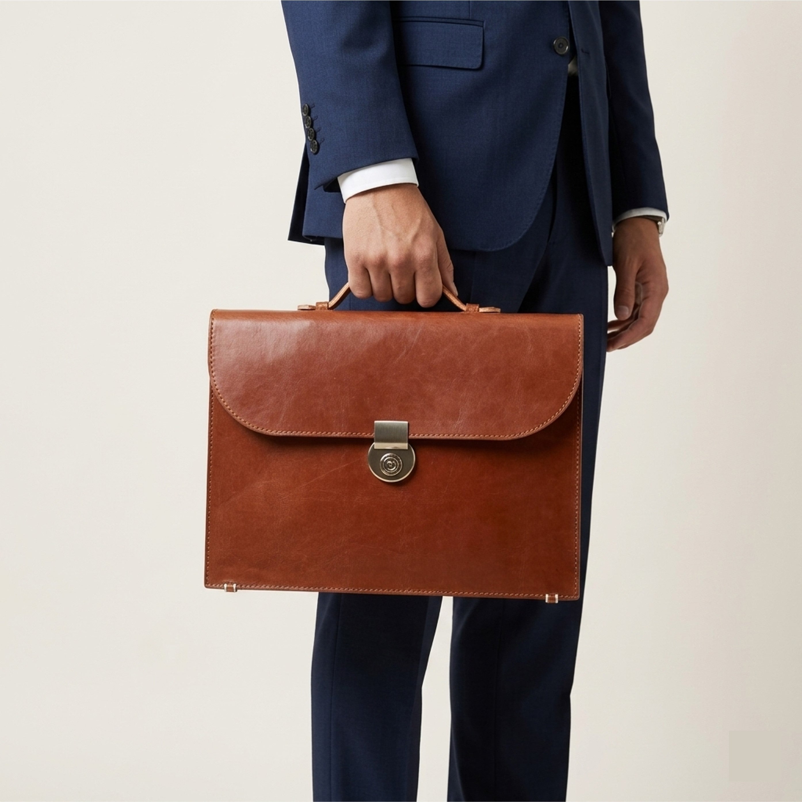 The Legacy: Bespoke Bridle Leather Briefcase with Strap