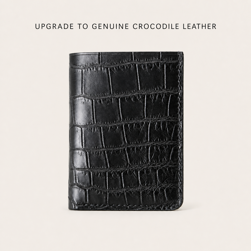 Black Tyrian Minimal Wallet upgraded to genuine crocodile leather