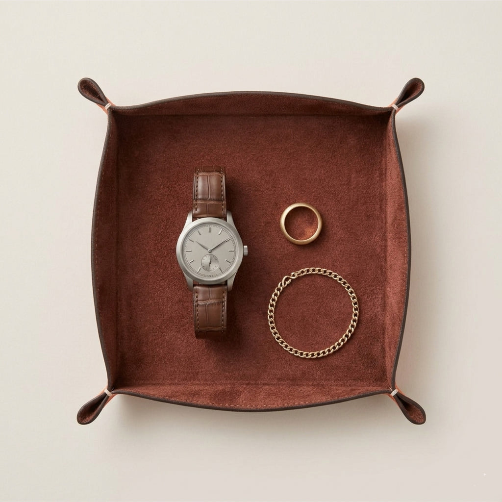 Handmade Leather Valet Tray | Perlinger Noblessa & Zabri Suede