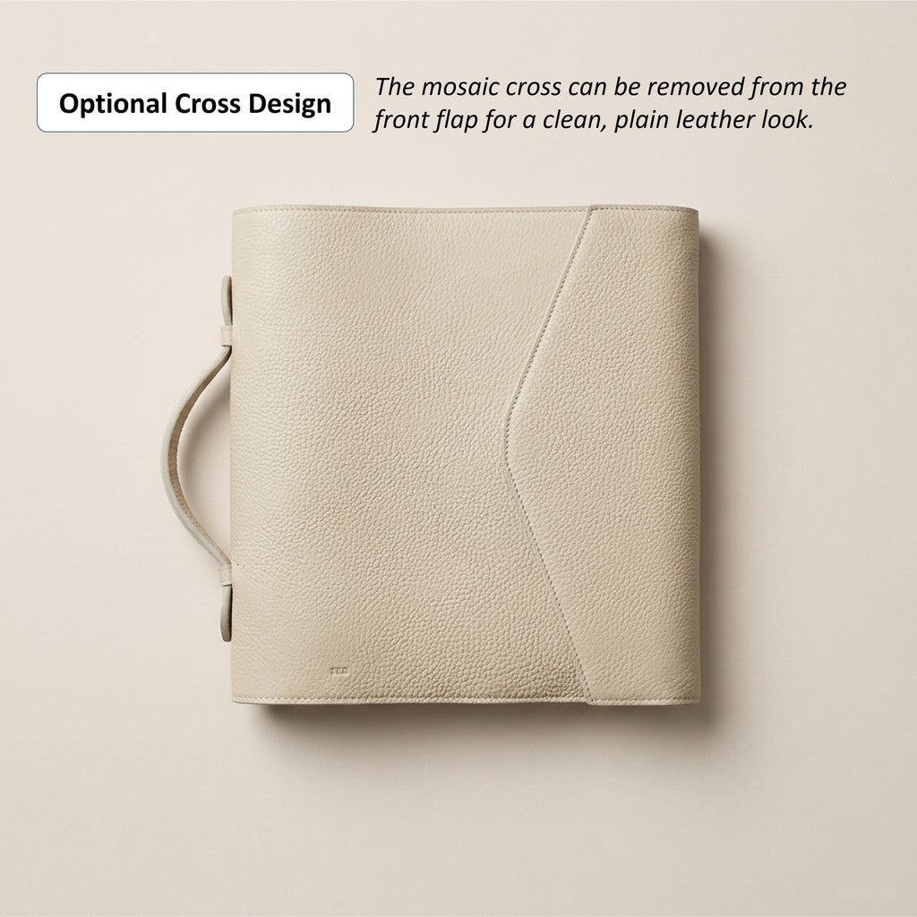 Magnetic Flap Leather Bible Cover with Handle - German Togo Leather