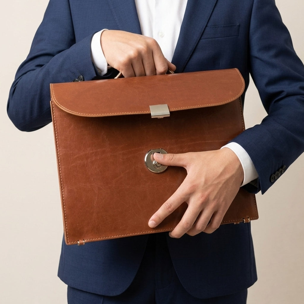 The Legacy: Bespoke Bridle Leather Briefcase with Strap