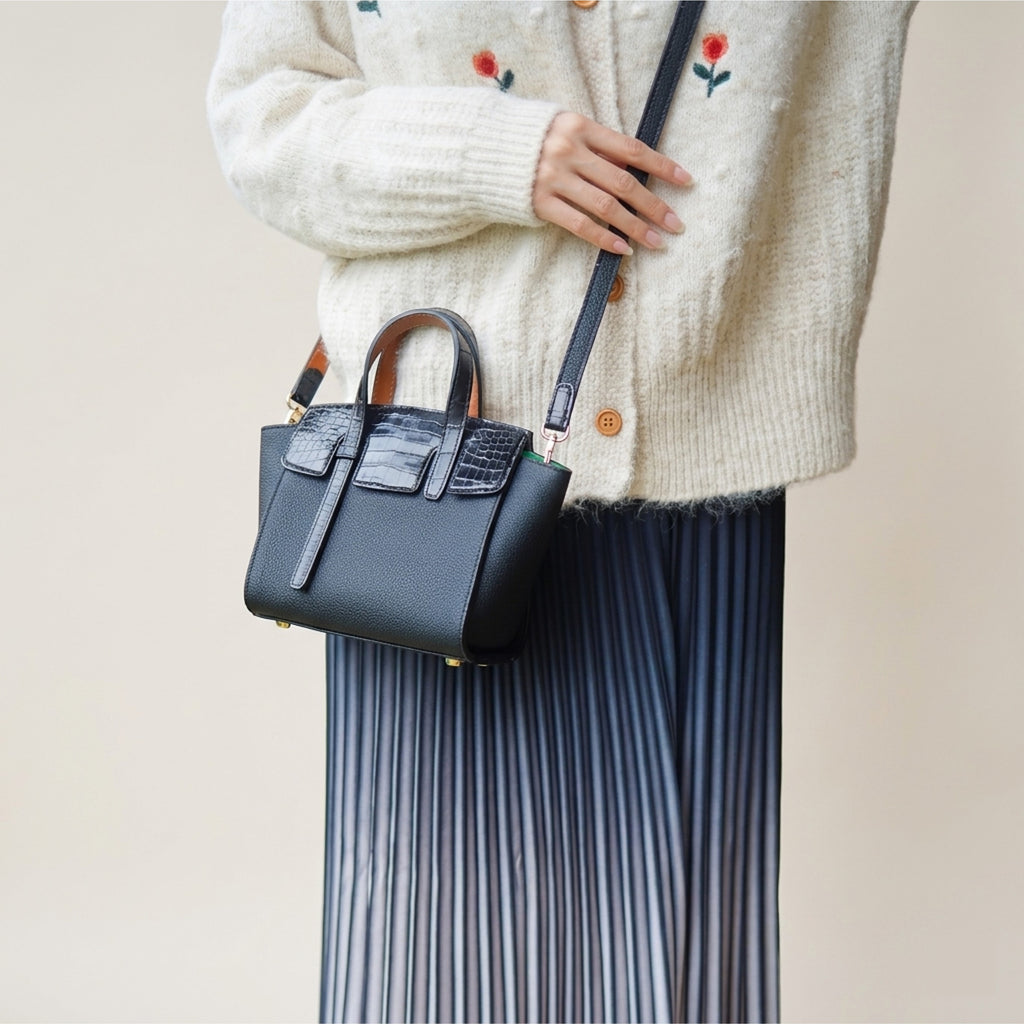 Fog Bag 19 Exotic Edition | German Togo & Crocodile Leather Tote