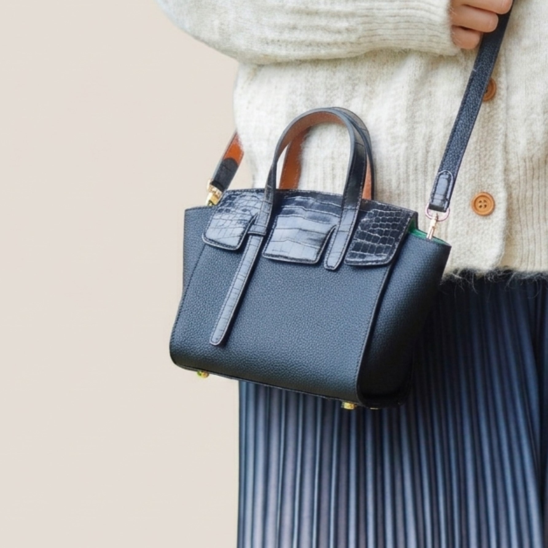 Fog Bag 19 Exotic Edition | German Togo & Crocodile Leather Tote