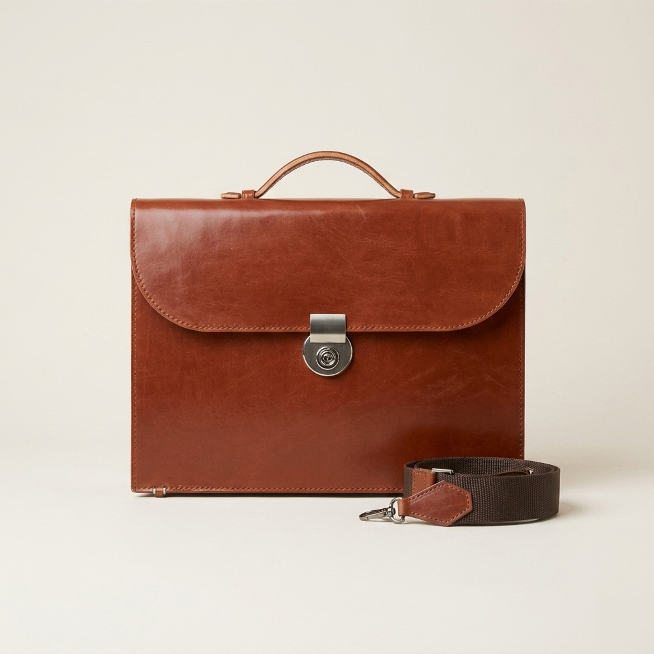 The Legacy: Bespoke Bridle Leather Briefcase with Strap