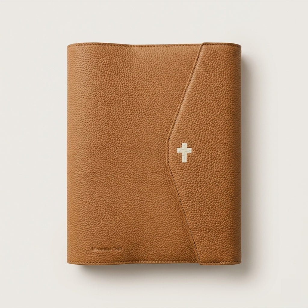 Magnetic Flap Leather Bible Cover - German Togo Leather