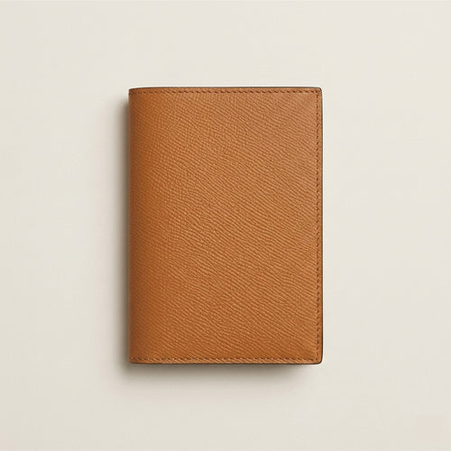 Teak German Noblessa leather Classic Passport Cover, front view