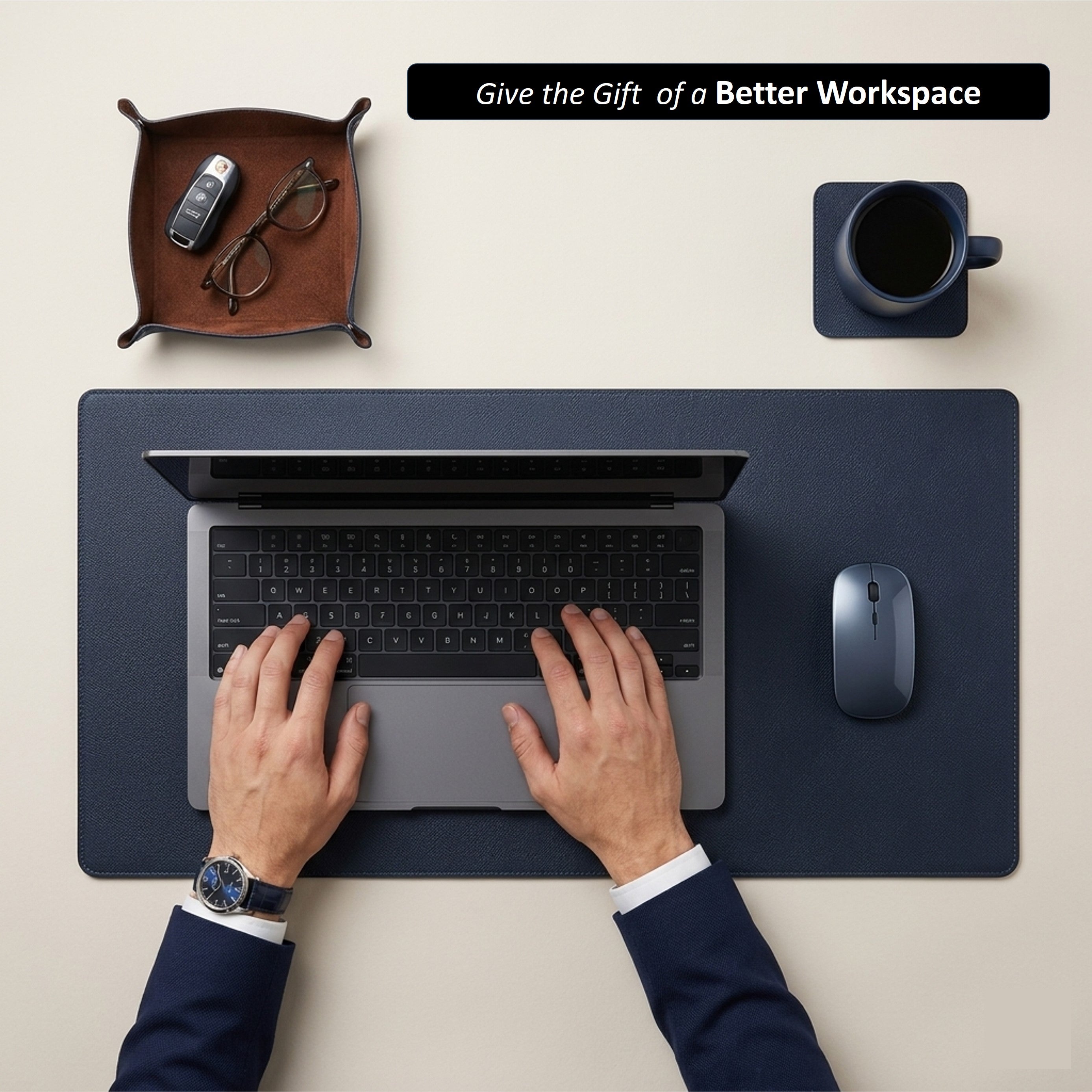 Layers of Leroi Signature Orange Noblessa Leather Desk Mat