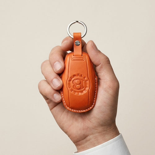 Handcrafted Bentley leather key fob case in Italian Buttero