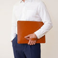 Italian Vacchetta leather MacBook sleeve with 5-layer lift and restore handle