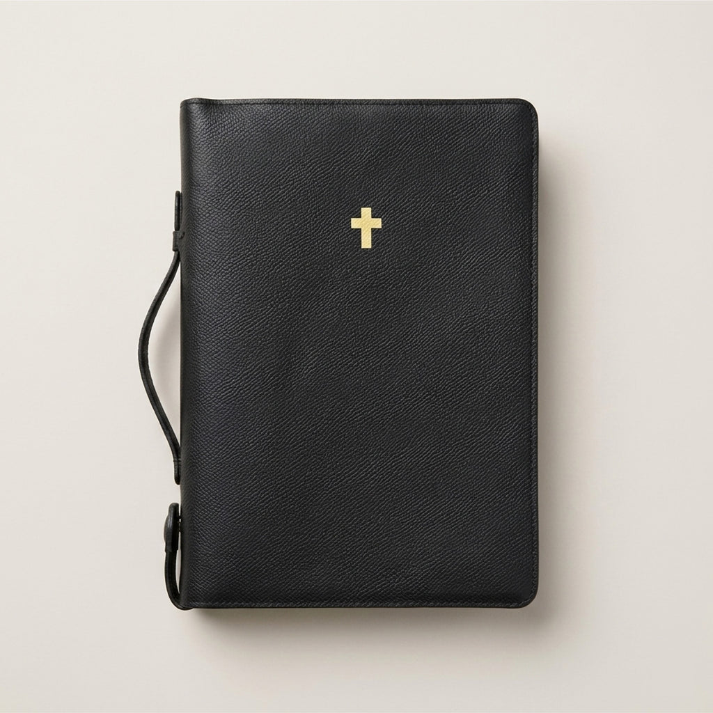 Zippered Leather Bible Cover with Handle - German Noblessa Leather