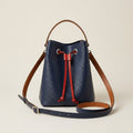 Navy Dorothy Mini Bag in Epi leather with detachable leather shoulder strap, front view