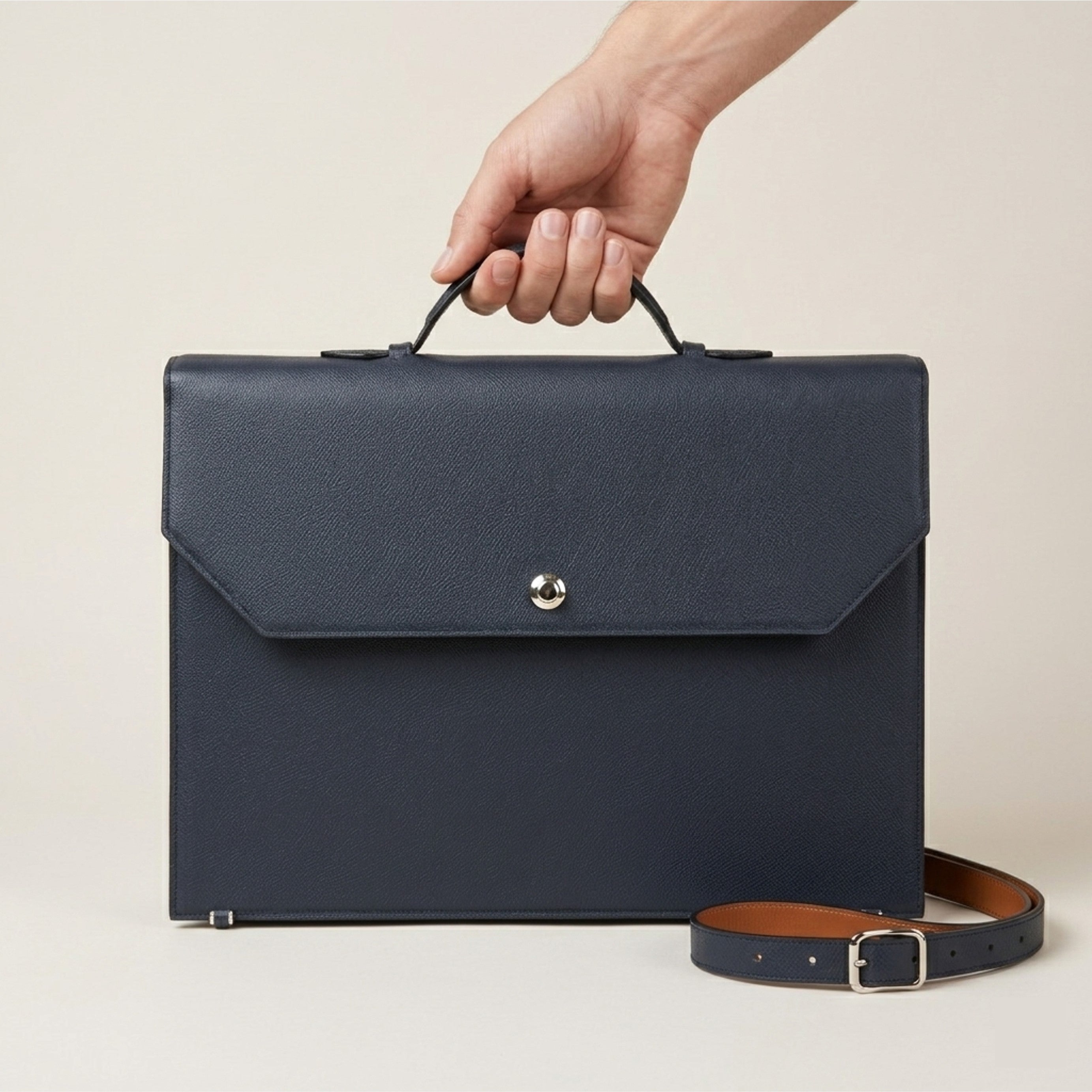 The Origin: Bespoke Noblessa Leather Briefcase with Strap