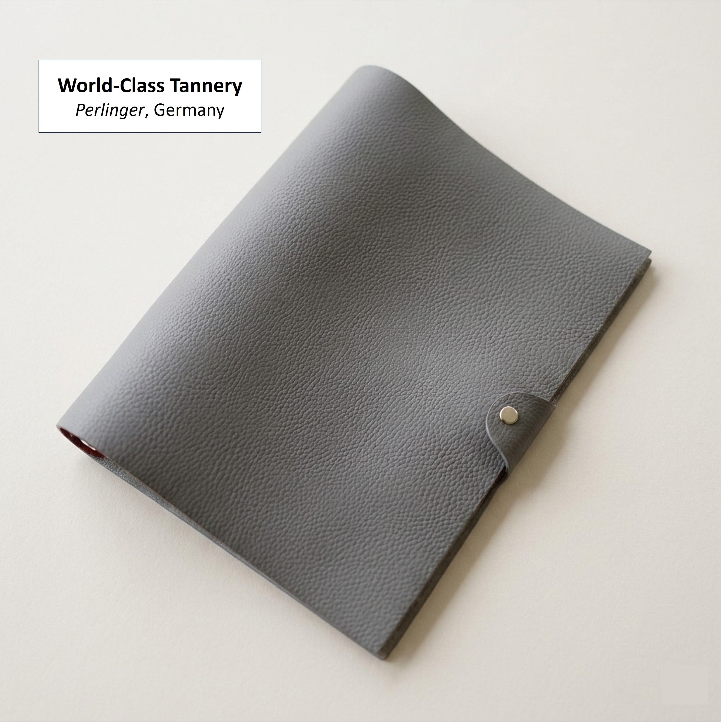 Etoupe German Togo leather B5 ring journal cover made with Perlinger calfskin from Germany