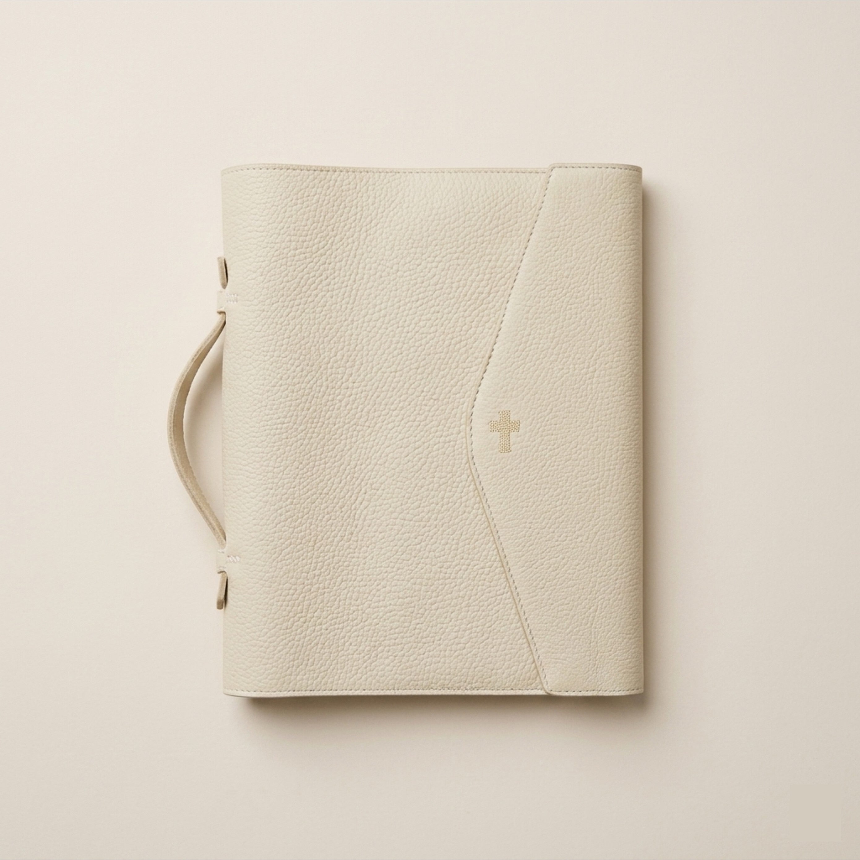 Magnetic Flap Leather Bible Cover with Handle - German Togo Leather