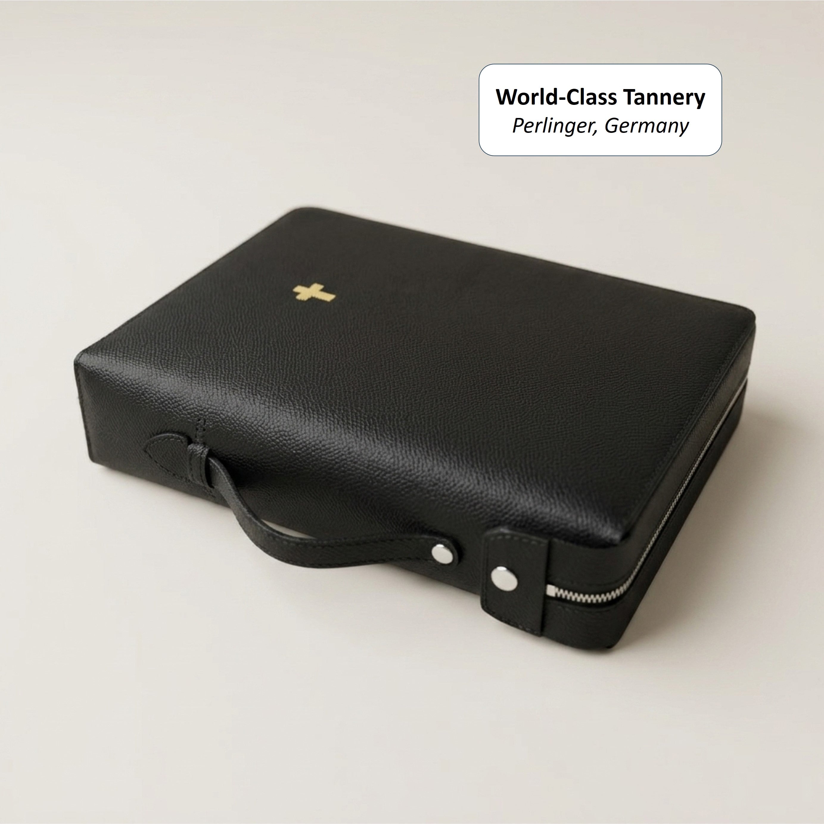 Zippered Leather Bible Cover with Handle - German Noblessa Leather