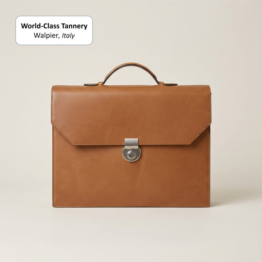 The Origin: Bespoke Vacchetta Leather Briefcase