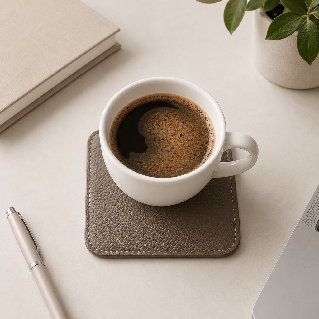 German Togo Leather Tea Coasters
