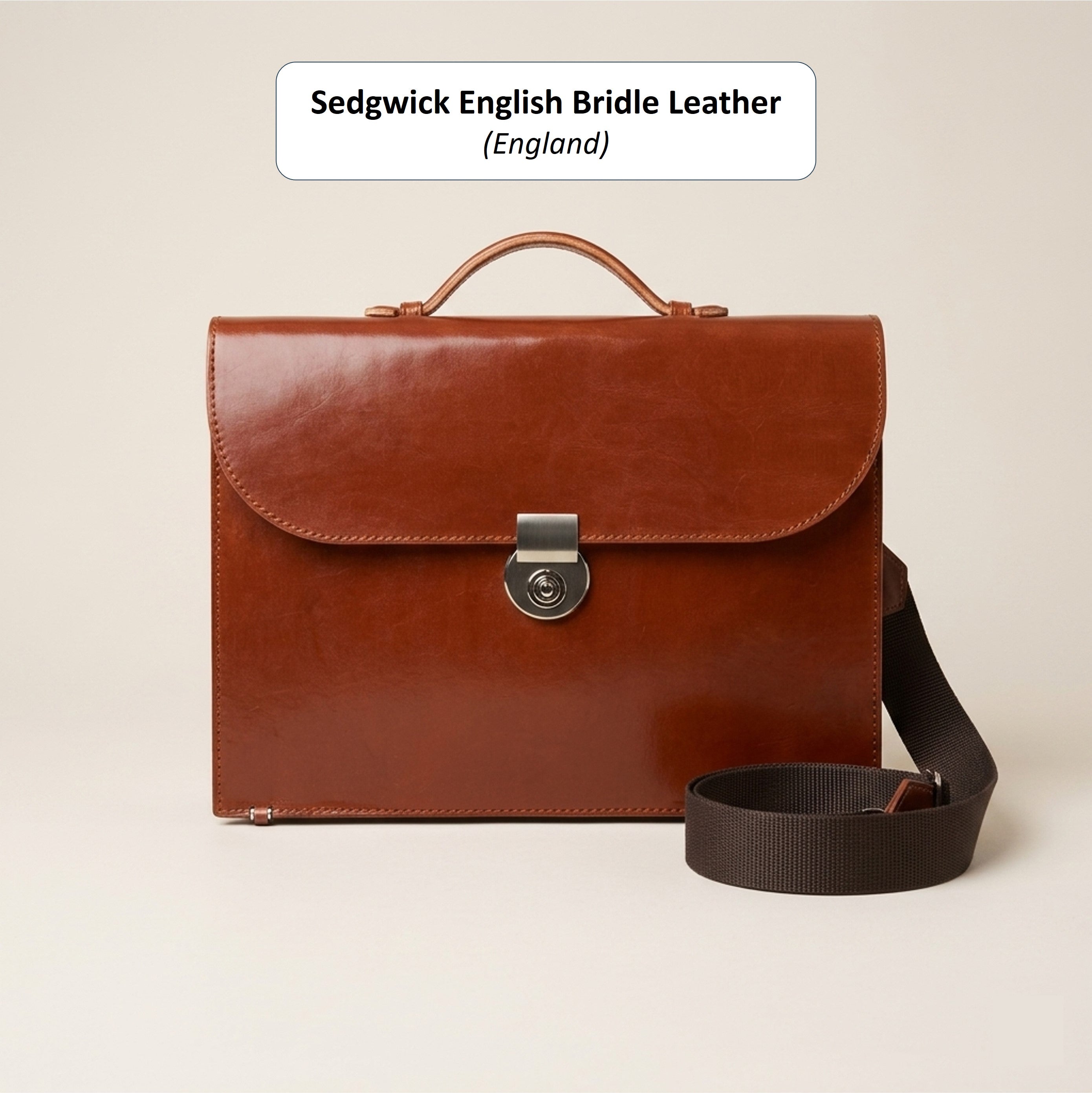 The Legacy: Bespoke Bridle Leather Briefcase with Strap