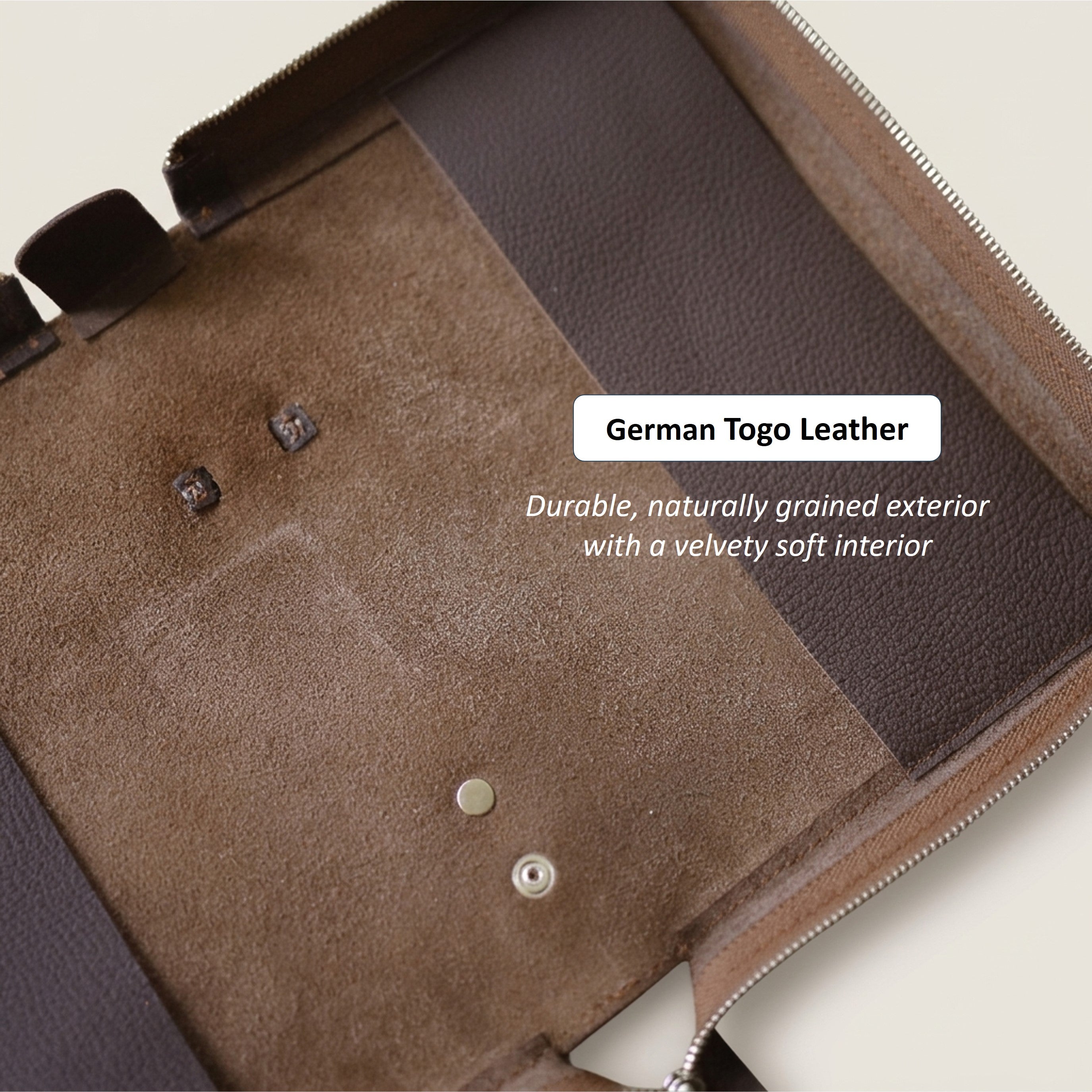 Zippered Leather Bible Cover - German Togo Leather