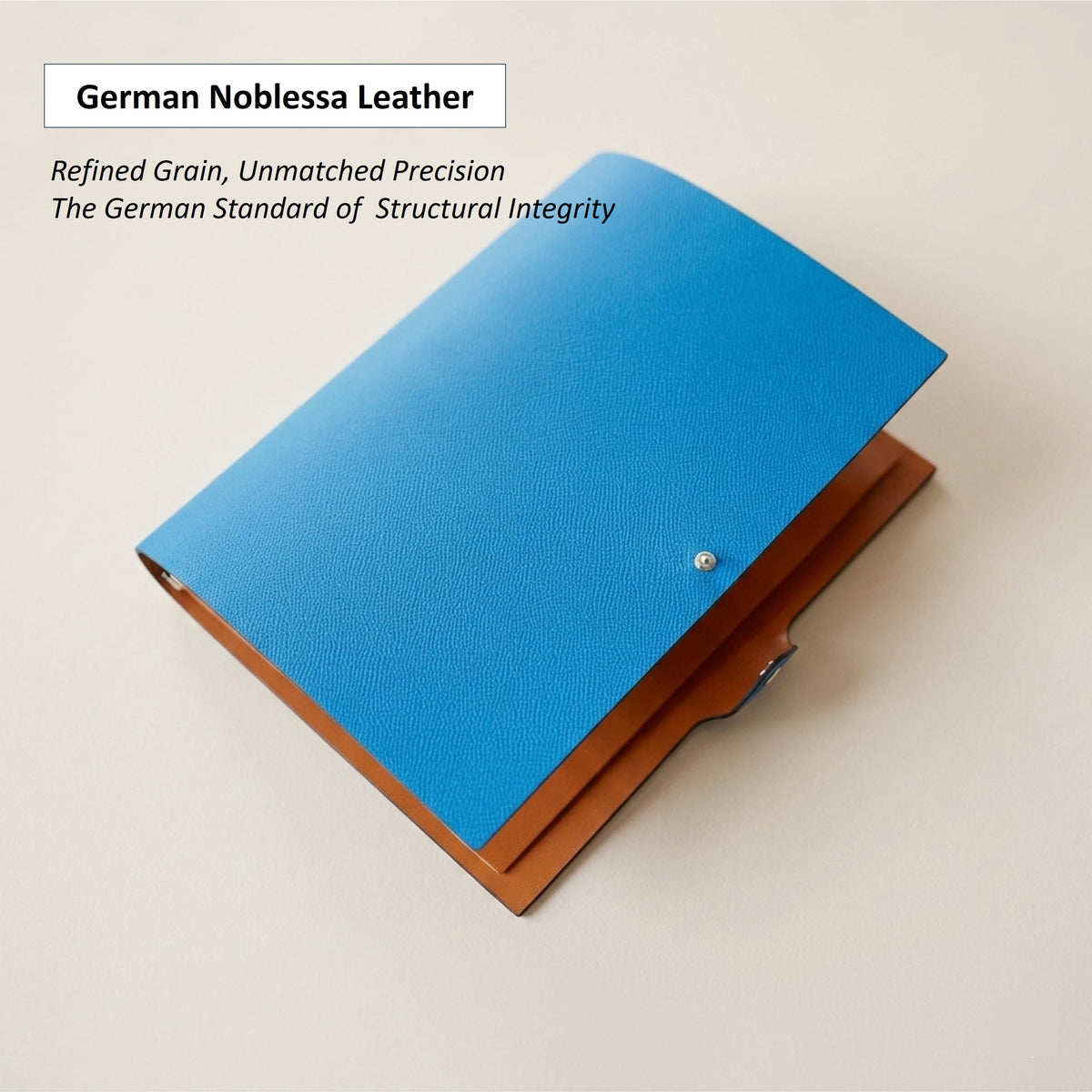 Zanzibar Blue German Noblessa leather B5 journal cover with Vacchetta leather interior
