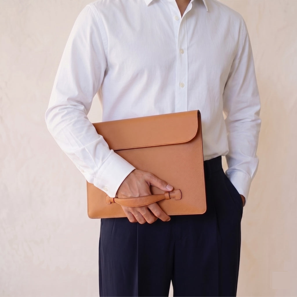 THE PENTAS: German Noblessa Leather Flap Sleeve for MacBook
