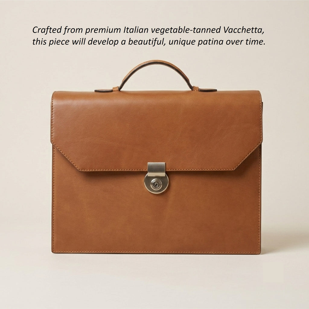 The Origin: Bespoke Vacchetta Leather Briefcase