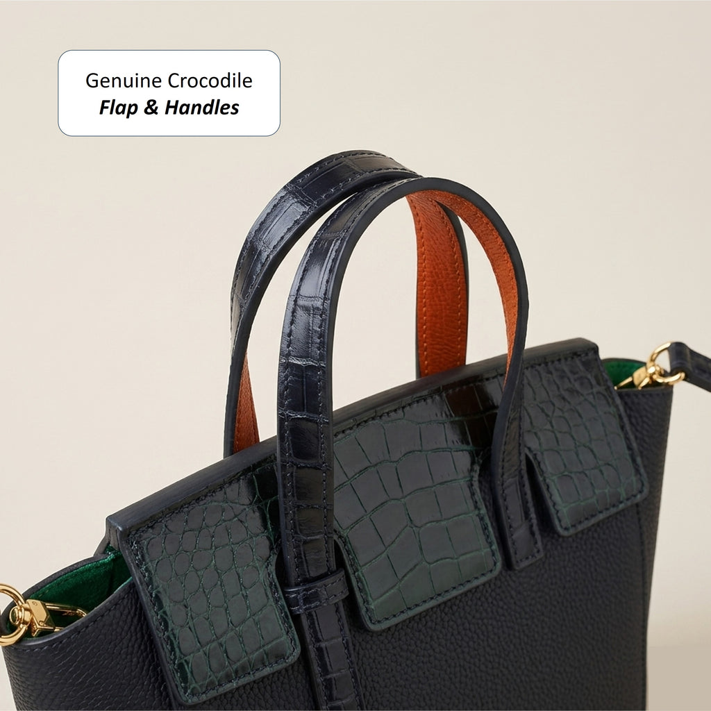 Fog Bag 19 Exotic Edition | German Togo & Crocodile Leather Tote