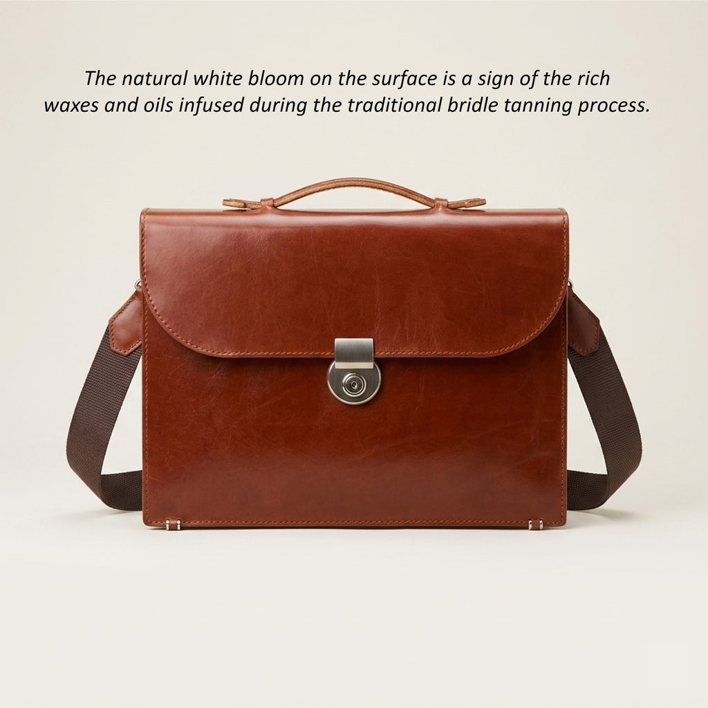 The Legacy: Bespoke Bridle Leather Briefcase with Strap