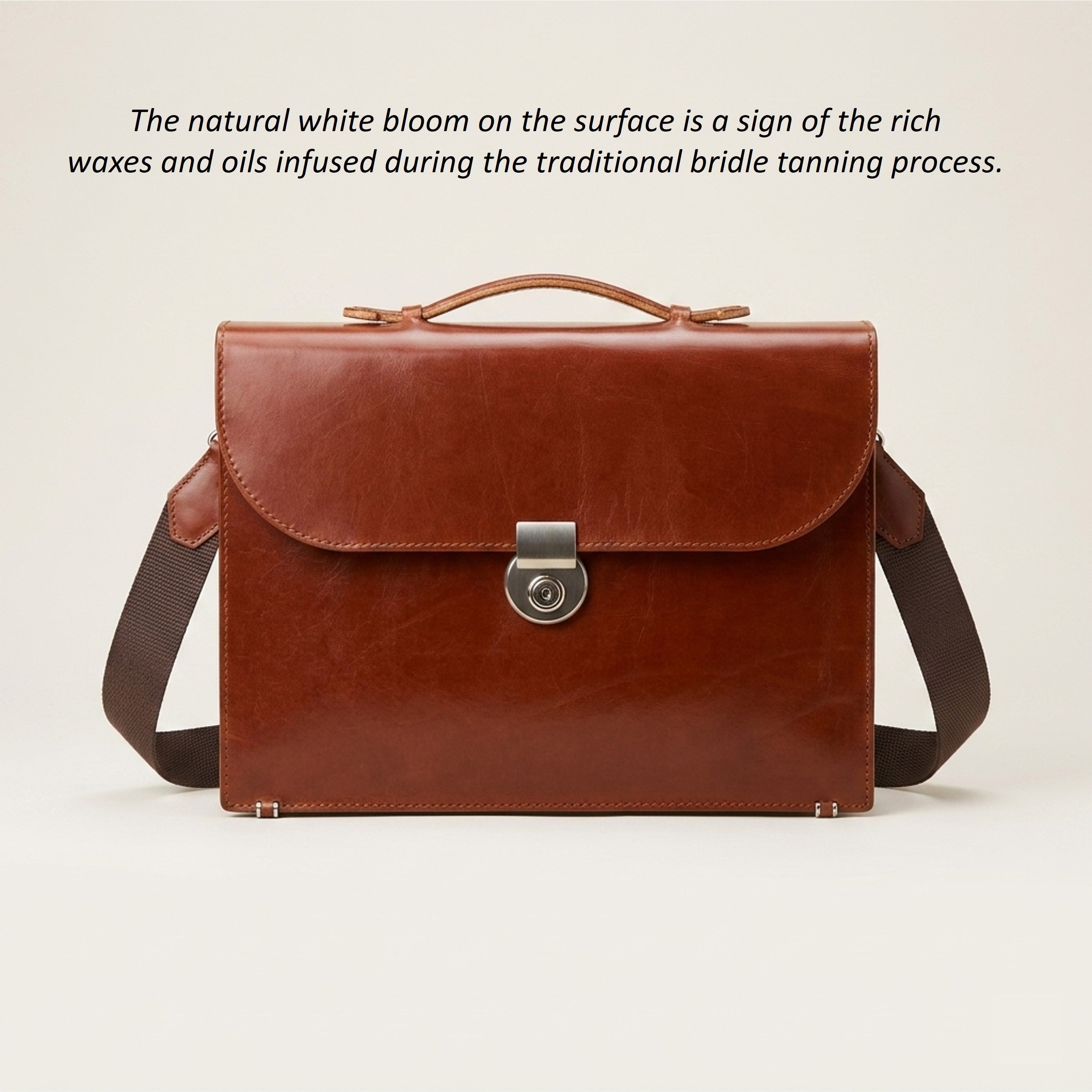 The Legacy: Bespoke Bridle Leather Briefcase with Strap