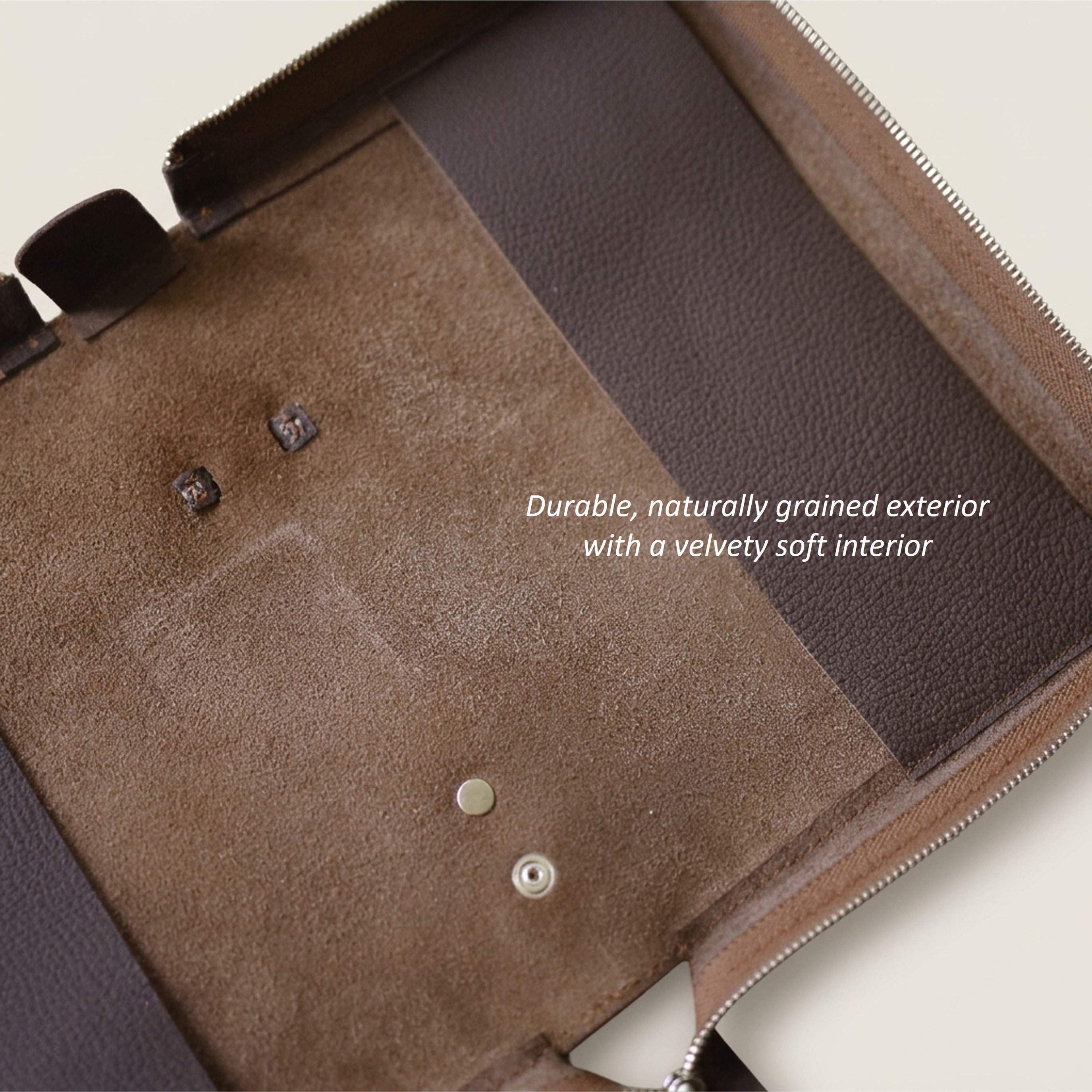 Zippered Leather Bible Cover with Handle - German Togo Leather