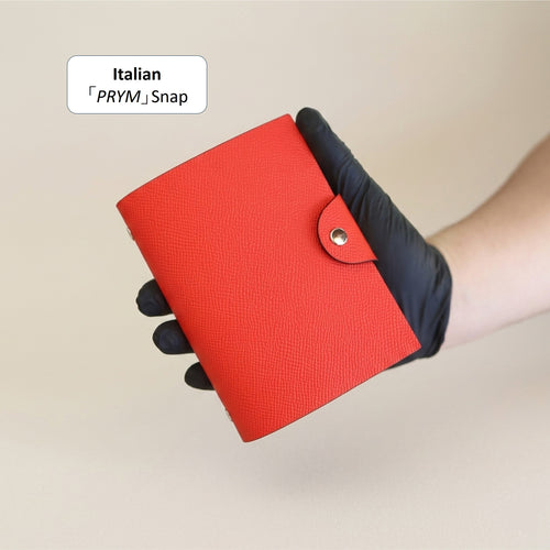 Handheld A7 German Noblessa leather journal cover with Italian PRYM snap