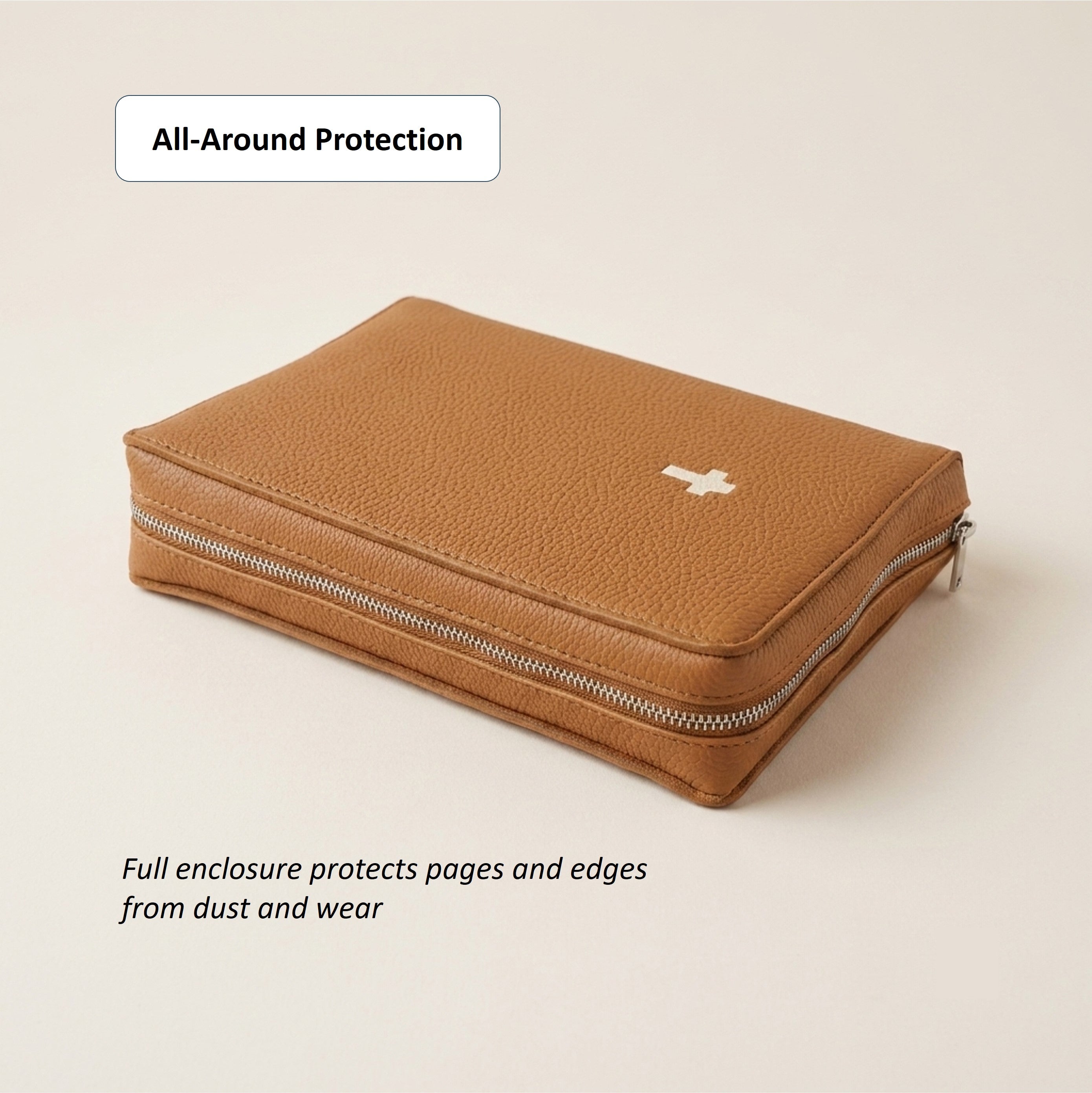 Zippered Leather Bible Cover - German Togo Leather