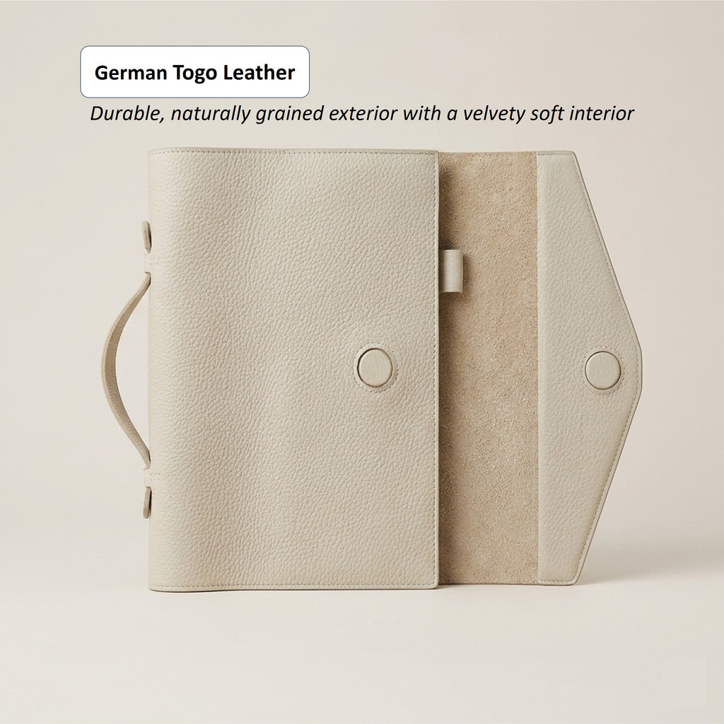 Magnetic Flap Leather Bible Cover with Handle - German Togo Leather
