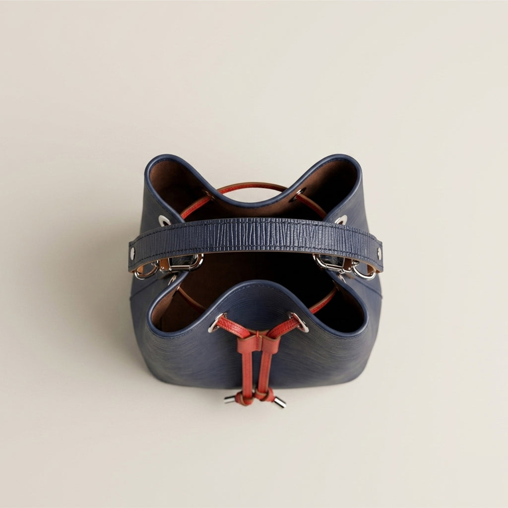 Top view of the Dorothy Mini Bag showing the drawstring opening and interior