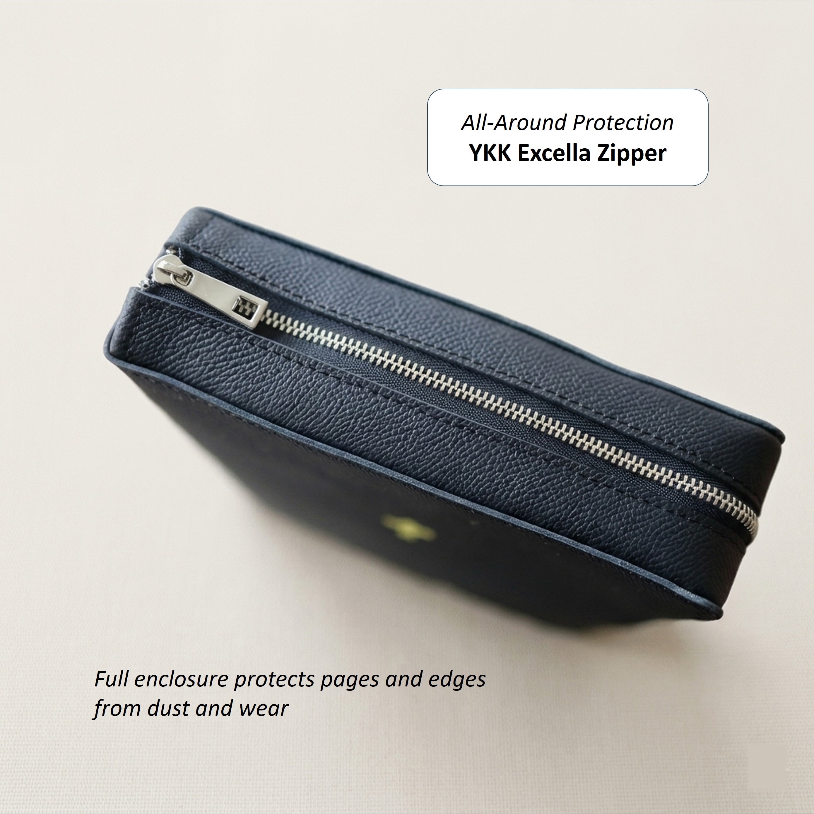 Zippered Leather Bible Cover with Handle - German Noblessa Leather