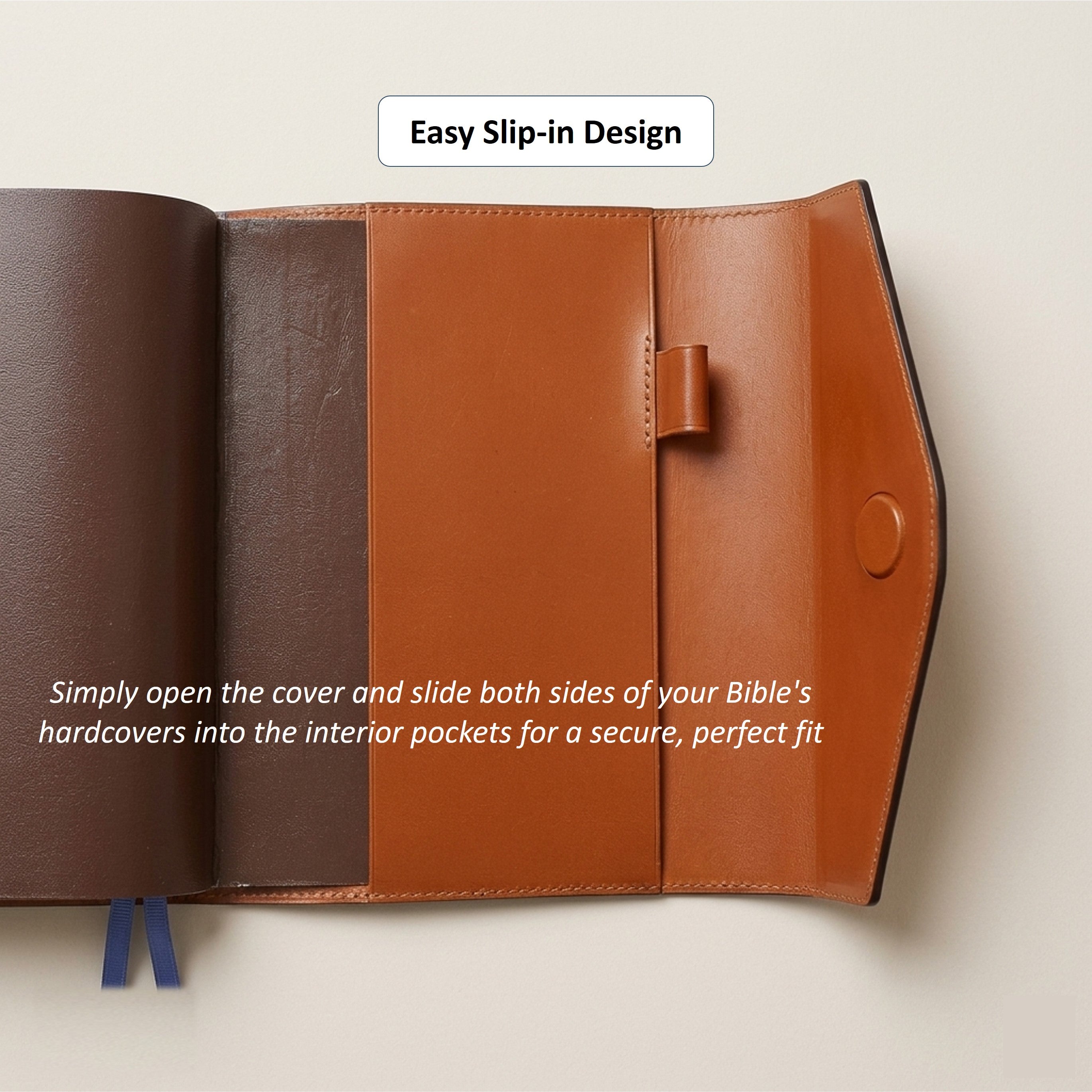 Magnetic Leather Bible Cover - German Noblessa Leather