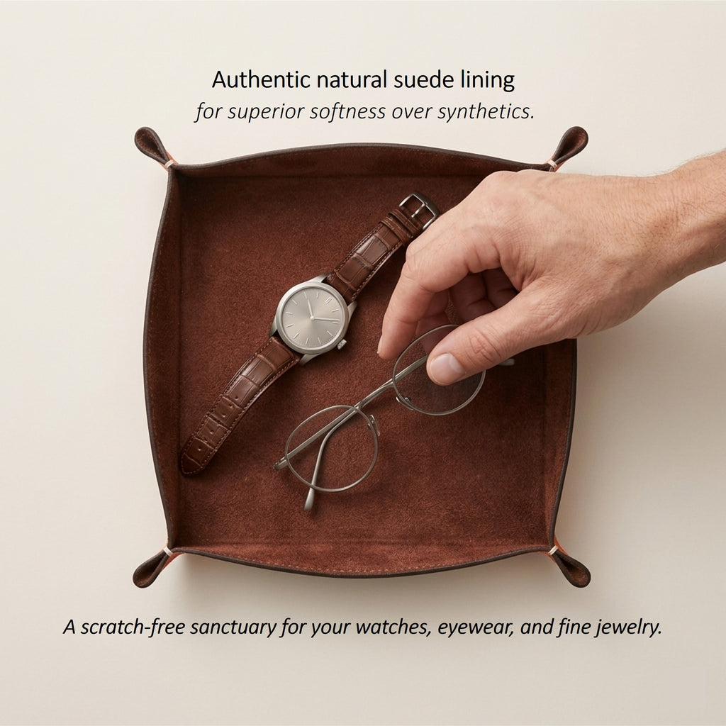 Handmade Leather Valet Tray | Perlinger Noblessa & Zabri Suede
