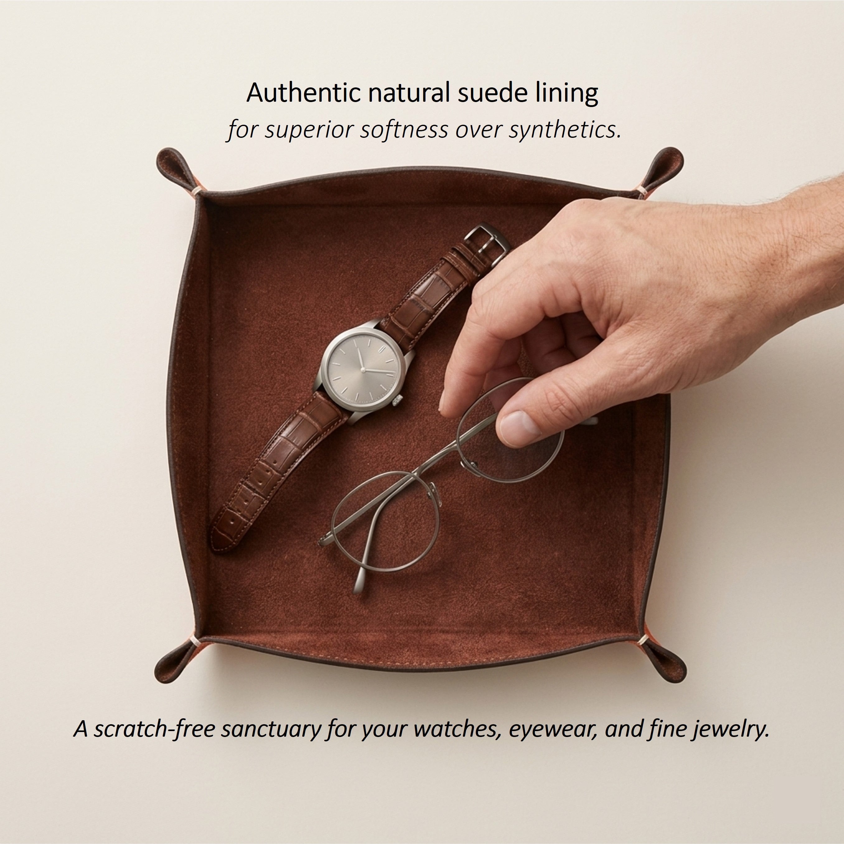 Handmade Leather Valet Tray | Perlinger Noblessa & Zabri Suede