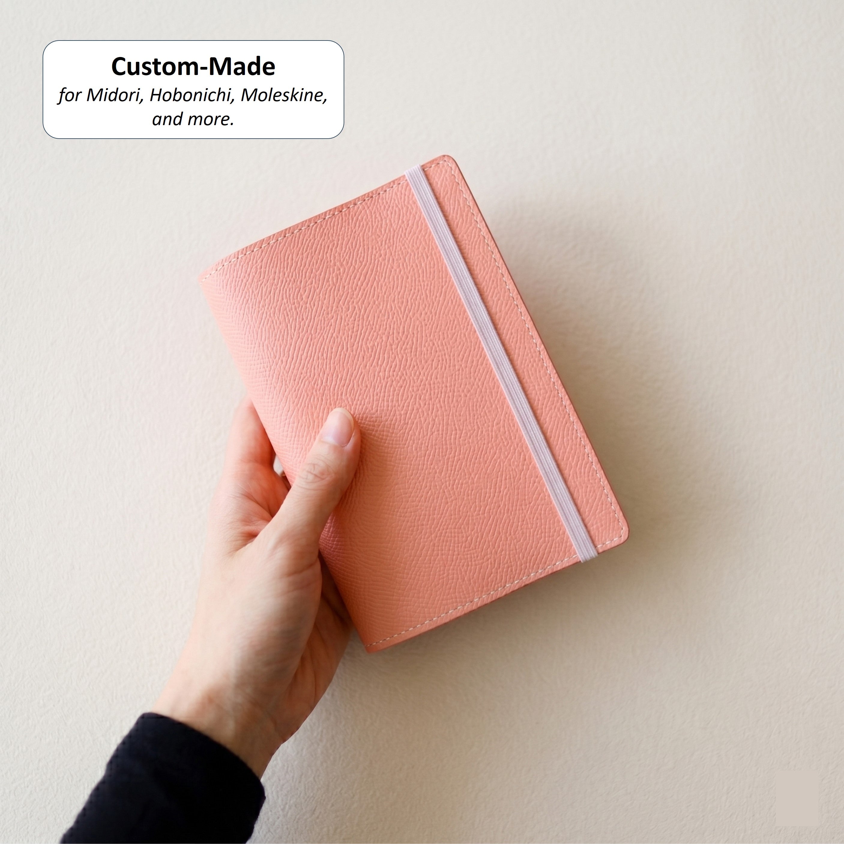 Custom Notebook Cover in Noblessa Leather for Midori, Hobonichi, and Moleskine