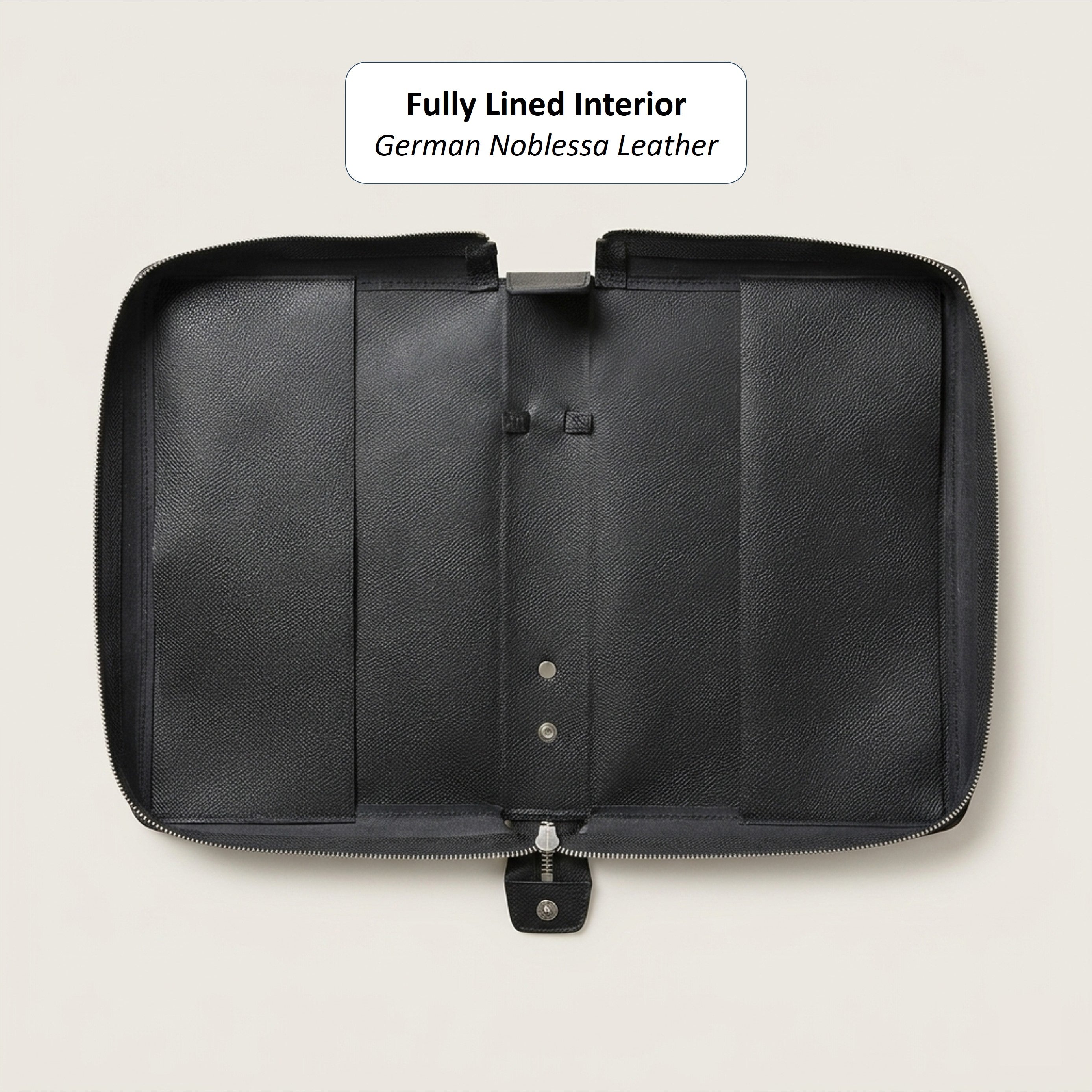 Zippered Leather Bible Cover with Handle - German Noblessa Leather