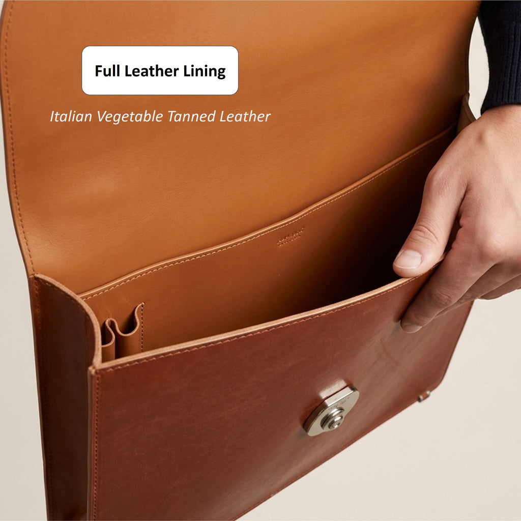 The Legacy: Bespoke Bridle Leather Briefcase with Strap
