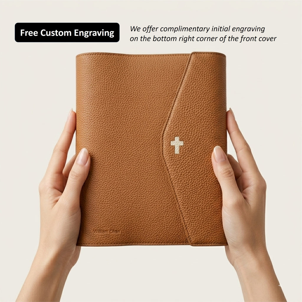 Magnetic Flap Leather Bible Cover - German Togo Leather