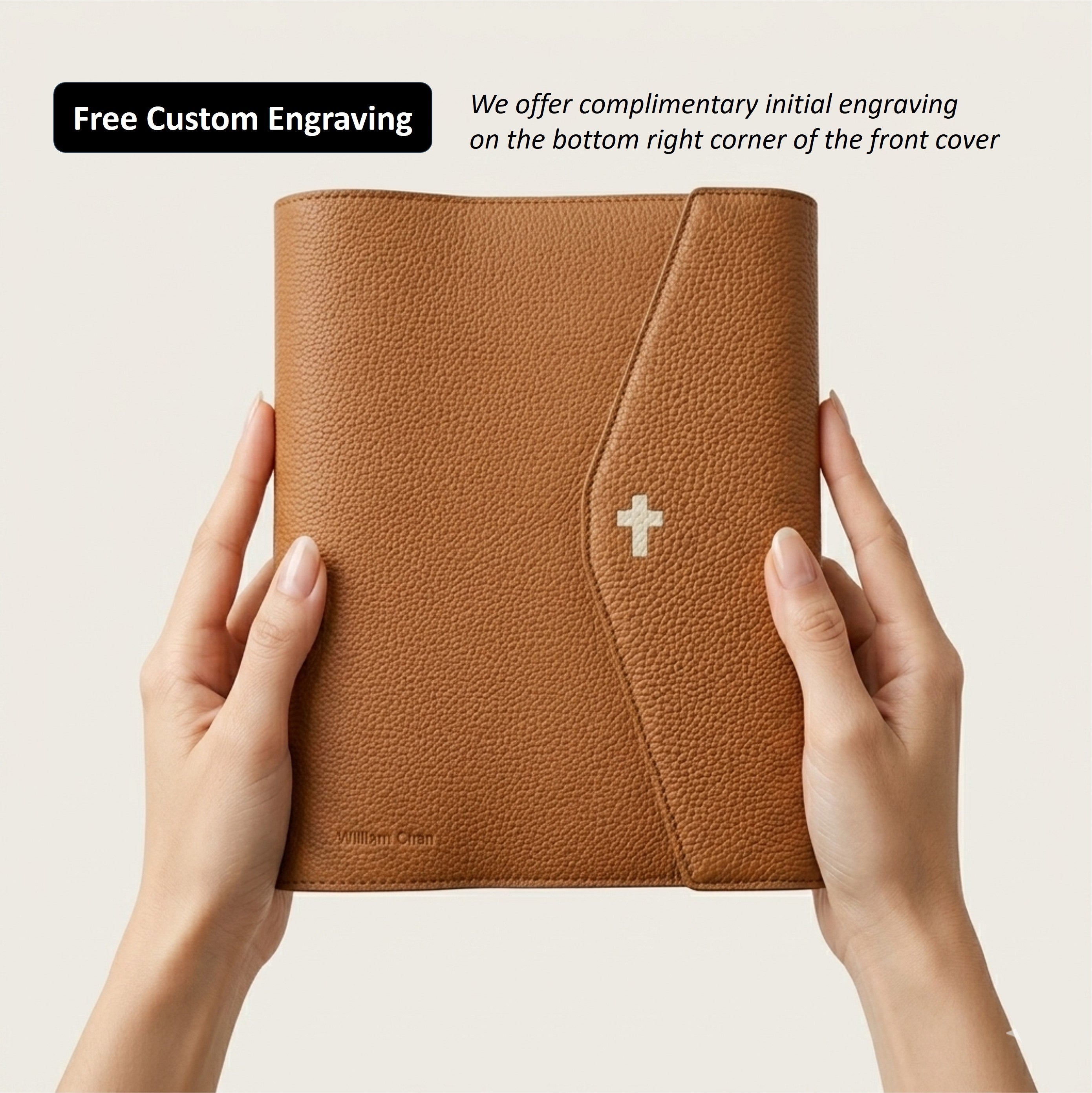 Magnetic Flap Leather Bible Cover - German Togo Leather