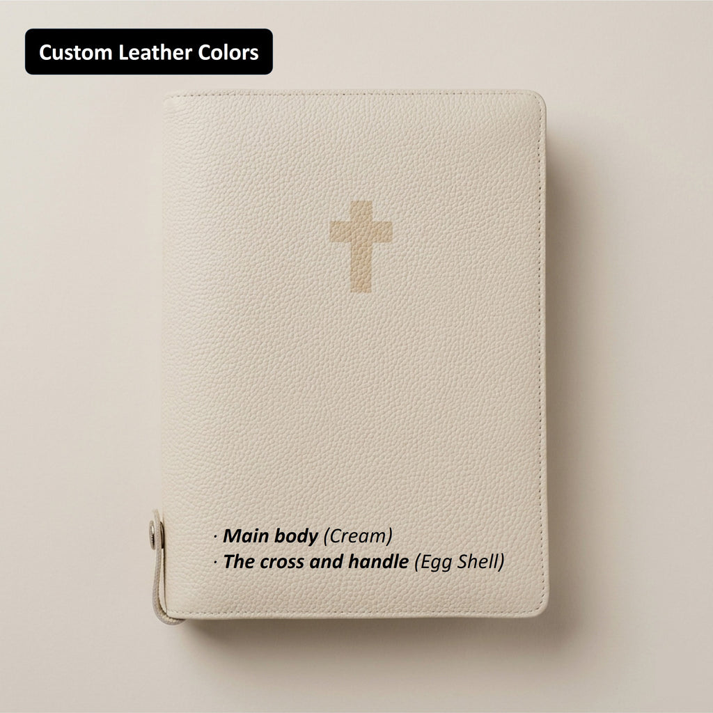 Zippered Leather Bible Cover - German Togo Leather