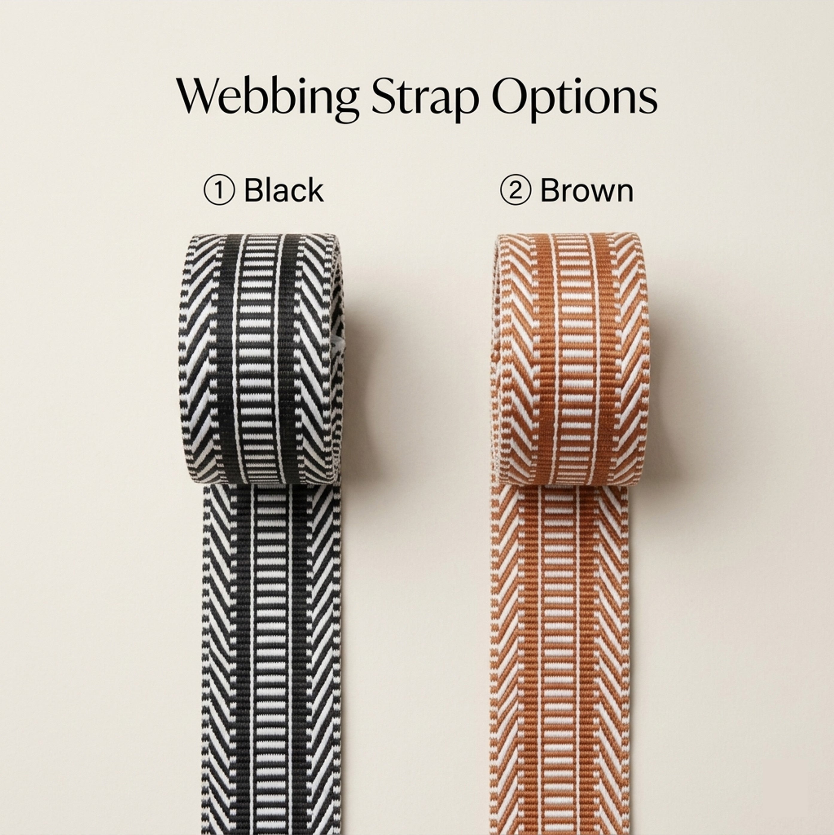 Black and brown webbing strap options for the Dorothy Mini Bag